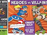 Logo for the Desert Dolls Roller Derby HEROES VS VILLAINS charity bout benefiting Kids Need to Read. Courtesy of Desert Dolls Roller Derby