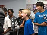 Students gather to have their books signed. © Robert Gary