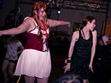 Felicia Day dances with a costumed Codex, her character on The Guild. © Skewed Iris Photography