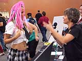 The flashing pink hair was modeled in a Geekssociated Press interview. © Carl Wagner