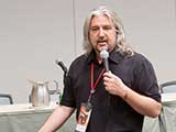 Author and multi-media game creator PJ Haarsma presents “Alien Encounters of the Book Kind!” © Bruce Matsunaga
