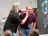Dr. Blasingame endures a neural implant. © Bruce Matsunaga