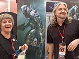Denise laughs as PJ sheepishly admits to bragging about the signing requests to his friend, author and producer Frank Beddor. © Bruce Matsunaga